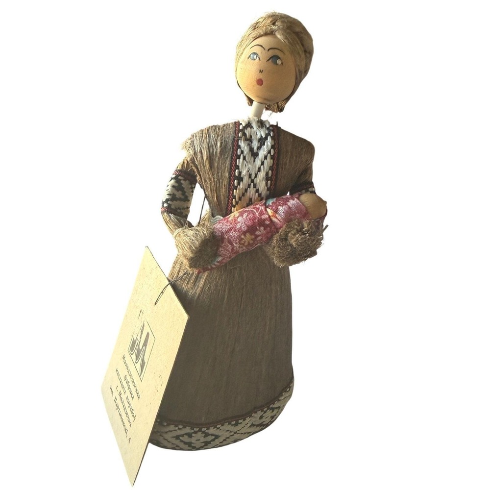 Vintage 1996 Belarusian Straw Folk Art Doll Matulya Mother Original Tags - Picture 6 of 6